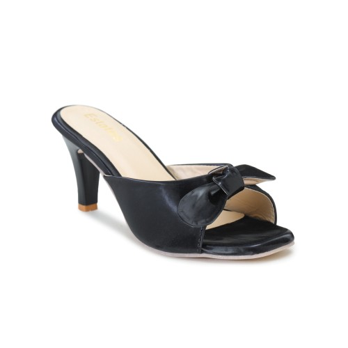 Estatos Kitten Heels Single strap Black Sandals for Women (P15V1104)