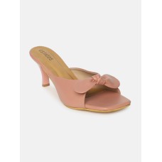 Estatos Synthetic Leather Pointed Heeled Peach Sandals