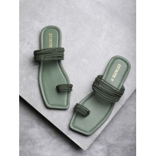 Estatos Green Color Open Toe  Women Flats Slippers (P19V1104)