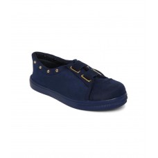Estatos Broad Toe Navy Blue Comfortable Flat Sneakers for Women