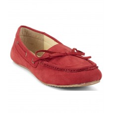 Estatos Synthetic Leather Broad Toe Comfortable Red Loafers for Women