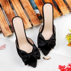 Estatos Velvet Kitten Heels Black Sandals(P28V1075)