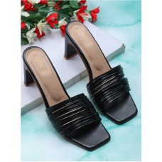 Estatos Platform Heels Black Sandals for Women (P30v1104)