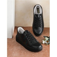 Estatos Broad Toe Comfortable Black Shoes for Women