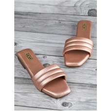 Estatos PU Material Flat Heel Gold Women Slippers (P41V1104)