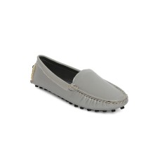 Estatos Broad Toe Grey Comfortable Flat Slip On Loafers for Women