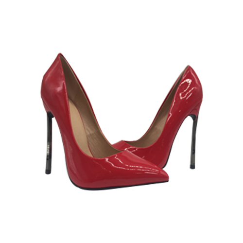 Estatos Synthetic Leather Pointed Heeled Red     Stilletos
